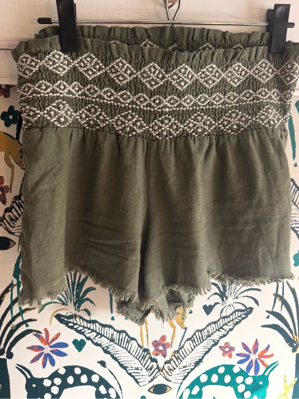 Indigo Rein Olive Green Smocked Waist Shorts